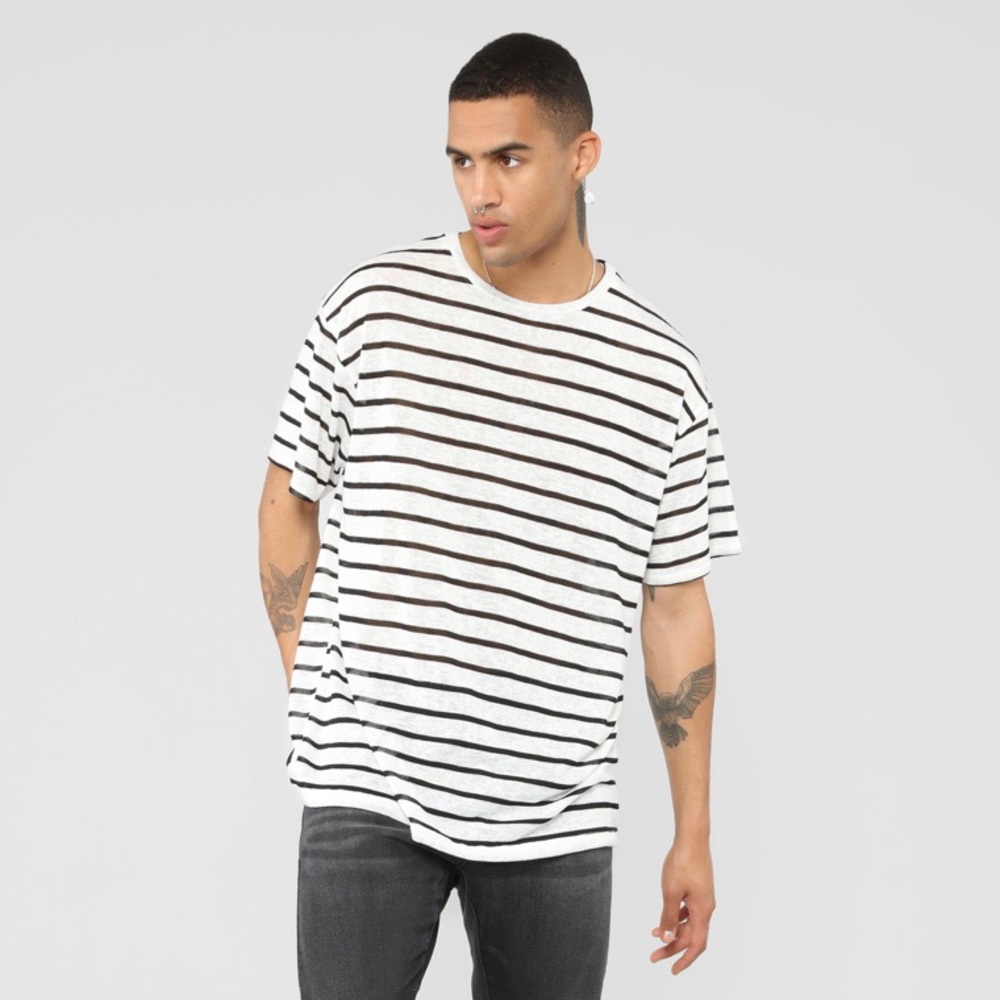 Fashion Nova Mens Striped Tee NEW w/ Tags